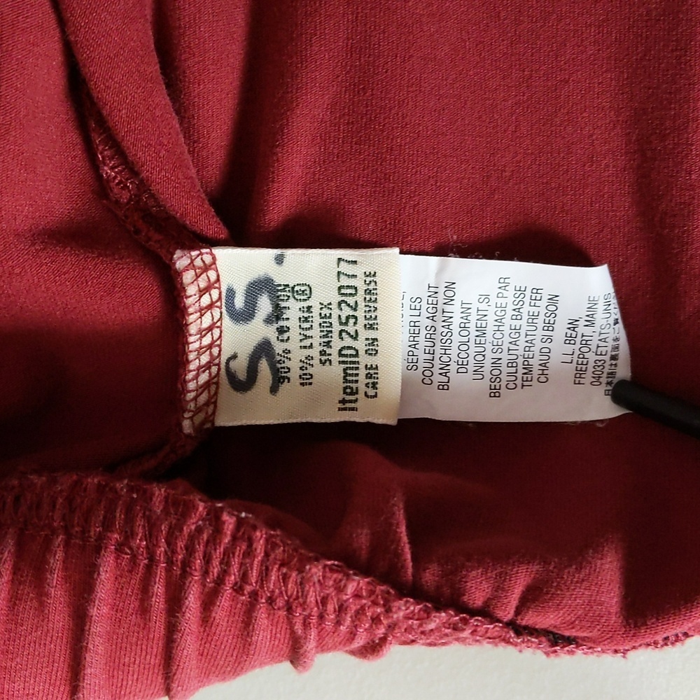 LL Bean Red Pull-On Elastic Waist Stretch Pants Pockets Women's L Petite - Picture 4 of 4